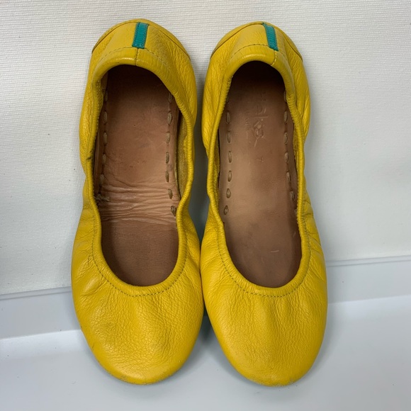 yellow leather flats womens